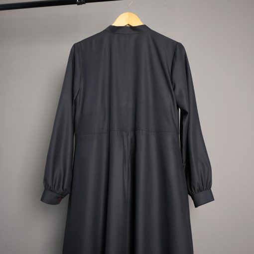 a Gamis Katun Polos Cutting Pinggang Hitam - Image 2