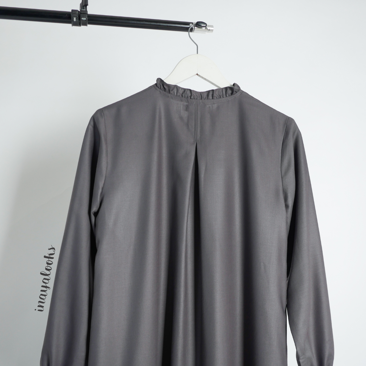 aa Gamis Katun Polos Kerut Bawah Abu Tua - Image 3