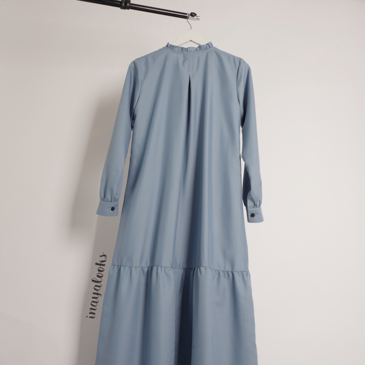 aa Gamis Katun Polos Kerut Bawah Hijau Emerald - Image 3